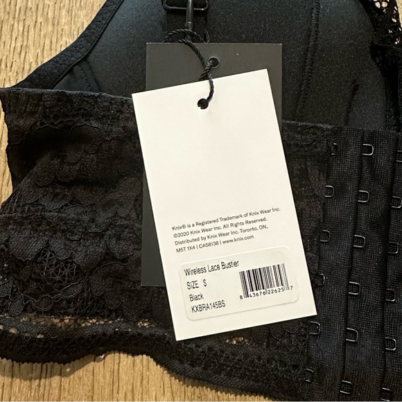 NEW Womens Knix Black Wireless Lace Bustier‎ Deep V Bra Sz S - Picture 4 of 5